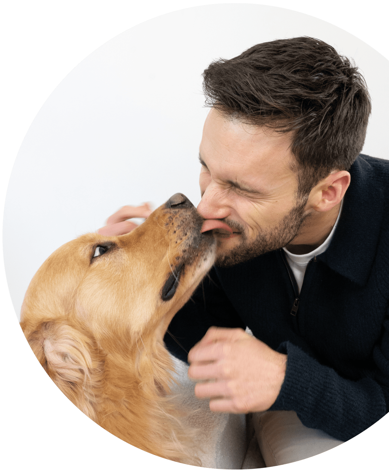 un chien qui joue avec son maitre